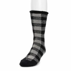 Men's MUK LUKS Heat Retainers Solid Thermal Socks -Outdoor Clothing Sales 3052441 Black Buffalo Check