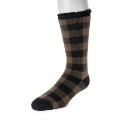 Men's MUK LUKS Heat Retainers Solid Thermal Socks -Outdoor Clothing Sales 3052441 Brown Buffalo Check