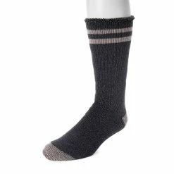 Men's MUK LUKS Heat Retainers Solid Thermal Socks -Outdoor Clothing Sales 3052441 Navy Steel Stripe