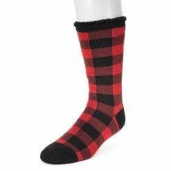 Men's MUK LUKS Heat Retainers Solid Thermal Socks -Outdoor Clothing Sales 3052441 Red Black