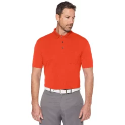 Men's Grand Slam Off Course Regular-Fit Textured Pocket Golf Polo -Outdoor Clothing Sales 3203712 Pumpkin Puree