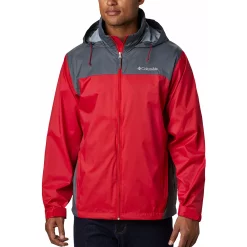 Men's Columbia Glennaker Packable Rain Jacket -Outdoor Clothing Sales 3395672 Mountain Red Graphite