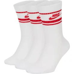 Men's Nike Everyday Essential 3-pack Striped Crew Socks -Outdoor Clothing Sales 3708366 White Red