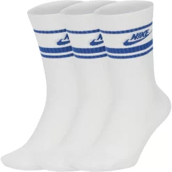 Men's Nike Everyday Essential 3-pack Striped Crew Socks -Outdoor Clothing Sales 3708366 White Royal