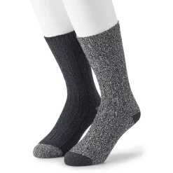 Cuddl Duds Socks For Men 2-Pack Twist Ribbed Crew Socks -Outdoor Clothing Sales 3768491 Black