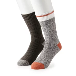 Cuddl Duds Socks For Men 2-Pack Twist Ribbed Crew Socks -Outdoor Clothing Sales 3768491 Java Twist