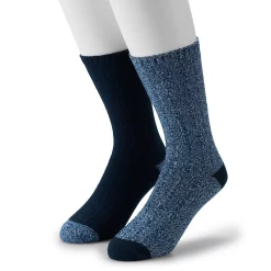 Cuddl Duds Socks For Men 2-Pack Twist Ribbed Crew Socks -Outdoor Clothing Sales 3768491 Medieval Blue