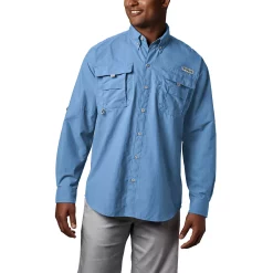 Men's Columbia PFG Bahama II Long Sleeve Woven Shirt -Outdoor Clothing Sales 3841979 Sail