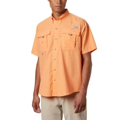 Men's Columbia PFG Bahama II Short Sleeve Woven Shirt -Outdoor Clothing Sales 3842033 Bright Nectar