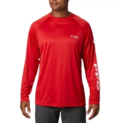 Men's Columbia PFG Terminal Tackle™ Long Sleeve Tee -Outdoor Clothing Sales 3842932 Red Spark