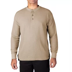 Men's Smith's Workwear Mini-Thermal Knit Henley -Outdoor Clothing Sales 4134148 Khaki