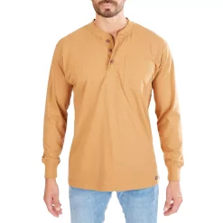 Men's Smith's Workwear Extended Tail Pocket Henley -Outdoor Clothing Sales 4134153 Camel Brown