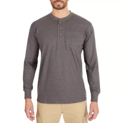 Men's Smith's Workwear Extended Tail Pocket Henley -Outdoor Clothing Sales 4134153 Charcoal Heather