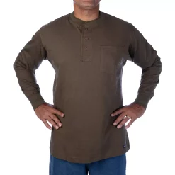 Men's Smith's Workwear Extended Tail Pocket Henley -Outdoor Clothing Sales 4134153 Dark Olive