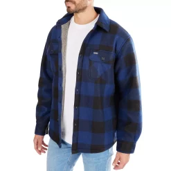 Men's Smith's Workwear Sherpa-Lined Plaid Microfleece Shirt Jacket -Outdoor Clothing Sales 4134567 ALT2