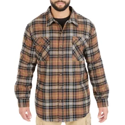 Men's Smith's Workwear Plaid Sherpa-Lined Cotton Flannel Shirt Jacket 17 Men's Smith's Workwear Plaid Sherpa-Lined Cotton Flannel Shirt Jacket -Outdoor Clothing Sales 4134573 Camel Brown 437