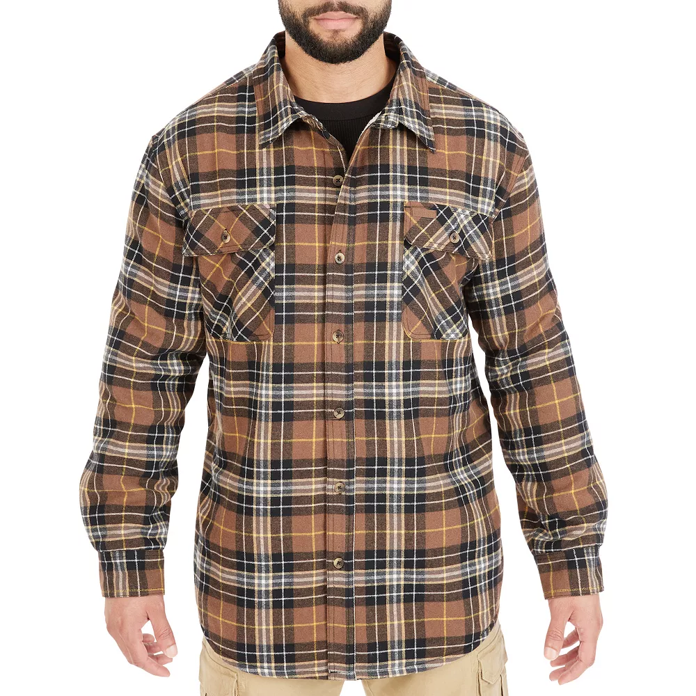 Men's Smith's Workwear Plaid Sherpa-Lined Cotton Flannel Shirt Jacket 7 Men's Smith's Workwear Plaid Sherpa-Lined Cotton Flannel Shirt Jacket - Image 5