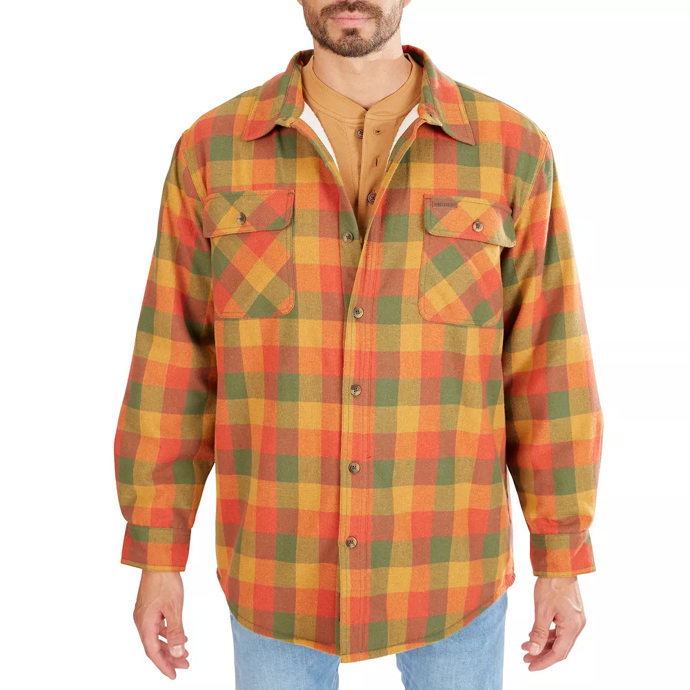 Men's Smith's Workwear Plaid Sherpa-Lined Cotton Flannel Shirt Jacket 9 Men's Smith's Workwear Plaid Sherpa-Lined Cotton Flannel Shirt Jacket - Image 7