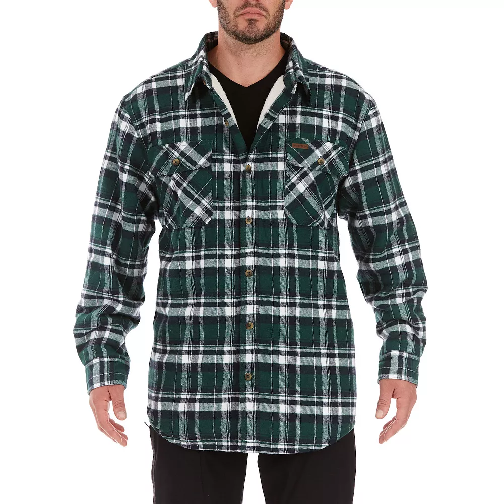 Men's Smith's Workwear Plaid Sherpa-Lined Cotton Flannel Shirt Jacket 3 Men's Smith's Workwear Plaid Sherpa-Lined Cotton Flannel Shirt Jacket