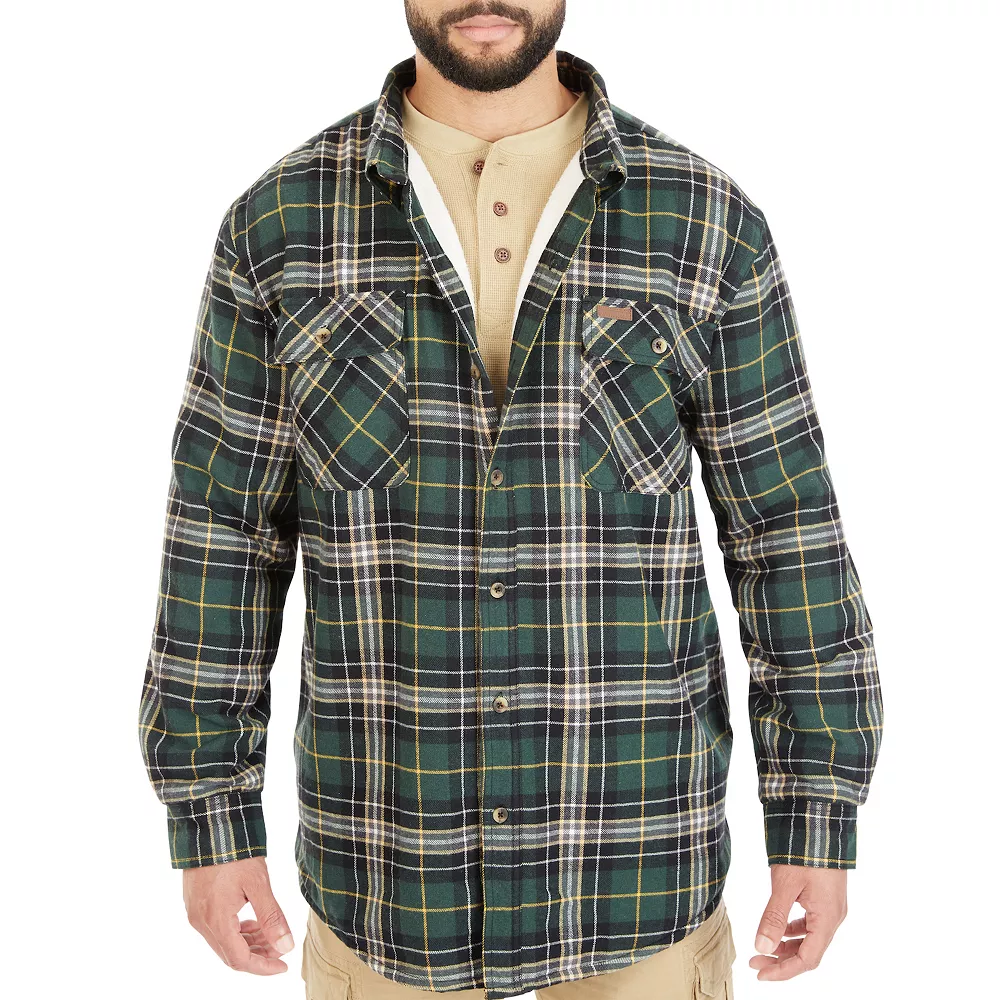 Men's Smith's Workwear Plaid Sherpa-Lined Cotton Flannel Shirt Jacket 5 Men's Smith's Workwear Plaid Sherpa-Lined Cotton Flannel Shirt Jacket - Image 3