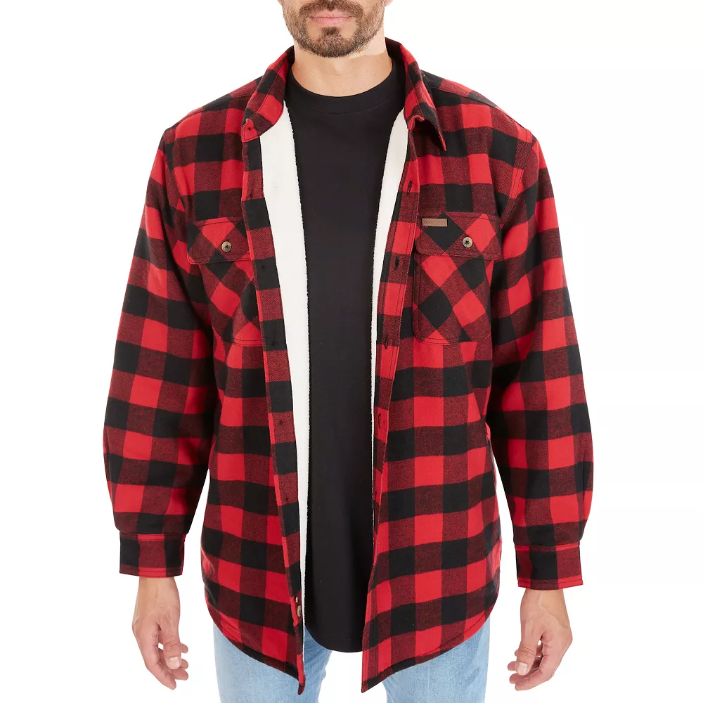 Men's Smith's Workwear Plaid Sherpa-Lined Cotton Flannel Shirt Jacket 6 Men's Smith's Workwear Plaid Sherpa-Lined Cotton Flannel Shirt Jacket - Image 4