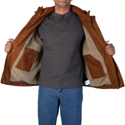 Smith's Workwear Sherpa-Lined Duck Canvas Hooded Work Jacket -Outdoor Clothing Sales 4134604 ALT