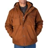Smith's Workwear Sherpa-Lined Duck Canvas Hooded Work Jacket -Outdoor Clothing Sales 4134604 Camel Brown