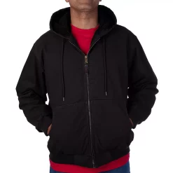 Men's Smith's Workwear Sherpa-Lined Duck Canvas Hooded Jacket -Outdoor Clothing Sales 4134613 Black