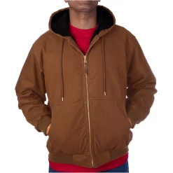 Men's Smith's Workwear Sherpa-Lined Duck Canvas Hooded Jacket -Outdoor Clothing Sales 4134613 Camel Brown