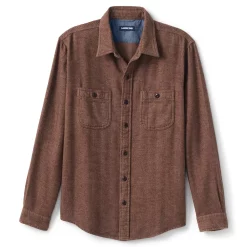 Men's Lands' End Traditional-Fit Rugged Flannel Button-Down Shirt -Outdoor Clothing Sales 4423080 Brown Herringbone