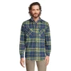 Men's Lands' End Traditional-Fit Rugged Flannel Button-Down Shirt -Outdoor Clothing Sales 4423080 Green Navy Plaid
