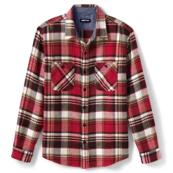 Men's Lands' End Traditional-Fit Rugged Flannel Button-Down Shirt -Outdoor Clothing Sales 4423080 Red Plaid