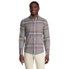 Men's Lands' End Traditional-Fit Printed Flagship Flannel Button-Down Shirt -Outdoor Clothing Sales 4430404 Pewter Heather Plaid
