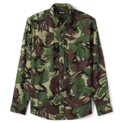 Men's Lands' End Traditional-Fit Printed Flagship Flannel Button-Down Shirt -Outdoor Clothing Sales 4430404 Sienna Brown Camo