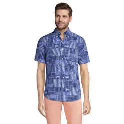 Men's Lands' End Traditional-Fit Essential Lightweight Poplin Button-Down Shirt -Outdoor Clothing Sales 4549026 Blue Nautical Patch