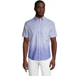 Men's Lands' End Traditional-Fit Essential Lightweight Poplin Button-Down Shirt -Outdoor Clothing Sales 4549026 Cool Cobalt Stripe
