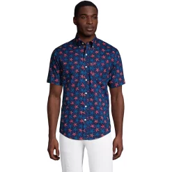 Men's Lands' End Traditional-Fit Essential Lightweight Poplin Button-Down Shirt -Outdoor Clothing Sales 4549026 Deep Navy Starfish