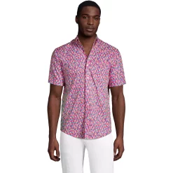 Men's Lands' End Traditional-Fit Essential Lightweight Poplin Button-Down Shirt -Outdoor Clothing Sales 4549026 Magenta Sailboats
