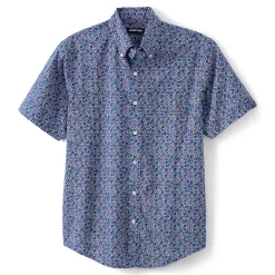 Men's Lands' End Traditional-Fit Essential Lightweight Poplin Button-Down Shirt -Outdoor Clothing Sales 4549026 Navy Floral