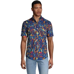 Men's Lands' End Traditional-Fit Essential Lightweight Poplin Button-Down Shirt -Outdoor Clothing Sales 4549026 Navy Ombre Sea Life