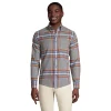 Men's Lands' End Slim-Fit Flagship Flannel Shirt -Outdoor Clothing Sales 4549516 Pewter Heather Plaid