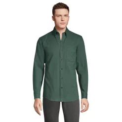 Men's Lands' End Traditional-Fit Flagship Flannel Shirt -Outdoor Clothing Sales 4549519 Deep Woodland Green