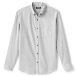 Men's Lands' End Traditional-Fit Flagship Flannel Shirt -Outdoor Clothing Sales 4549519 Gray Heather