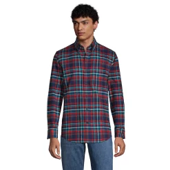 Men's Lands' End Traditional-Fit Flagship Flannel Shirt -Outdoor Clothing Sales 4549519 Navy Multi Plaid