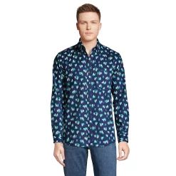 Men's Lands' End Traditional-Fit Flagship Flannel Shirt -Outdoor Clothing Sales 4549519 Navy Tree
