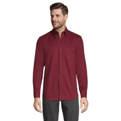 Men's Lands' End Traditional-Fit Flagship Flannel Shirt -Outdoor Clothing Sales 4549519 Rich Burgundy