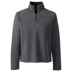 Men's Lands' End Fleece Quarter-Zip Pullover -Outdoor Clothing Sales 4550765 Dark Charcoal Heather