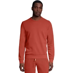 Men's Lands' End Serious Sweats Crewneck Sweatshirt -Outdoor Clothing Sales 4552006 Sunwashed Red