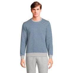 Big & Tall Lands' End Serious Sweats Crewneck Sweatshirt -Outdoor Clothing Sales 4552010 Blue Gray Stripe