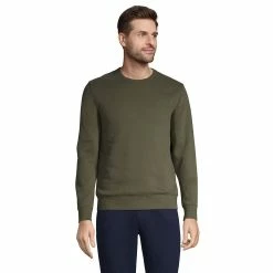 Big & Tall Lands' End Serious Sweats Crewneck Sweatshirt -Outdoor Clothing Sales 4552010 Forest Moss